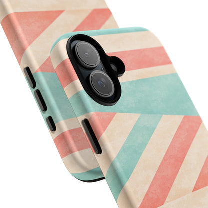 Pastel Stripes Tough Phone Case – Retro Coral & Teal Protective Cover