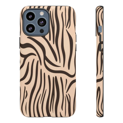 Zebra Stripe Tough Phone Case – Neutral Animal Print Protective Cover