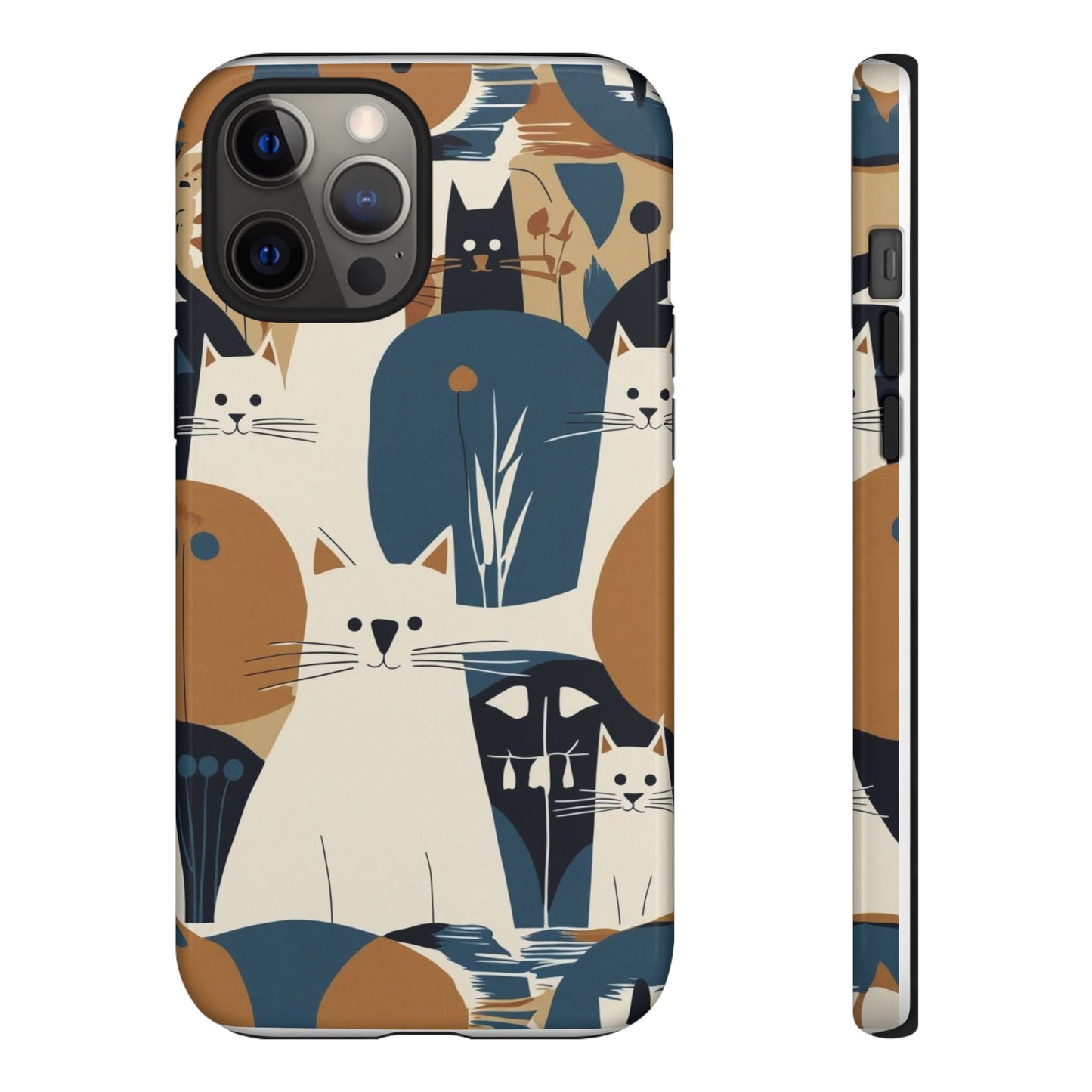 Cat Pattern Phone Case – Retro Abstract Cats Protective iPhone Cover