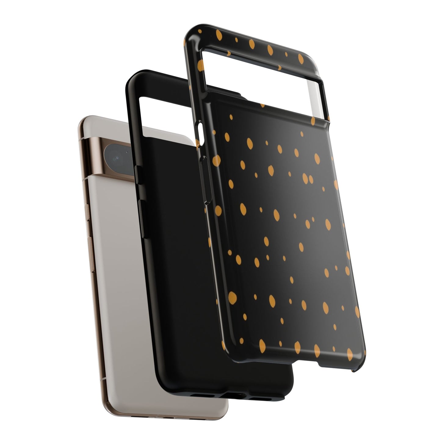Black & Gold Dot Tough Phone Case — Protective Sparkle Pattern