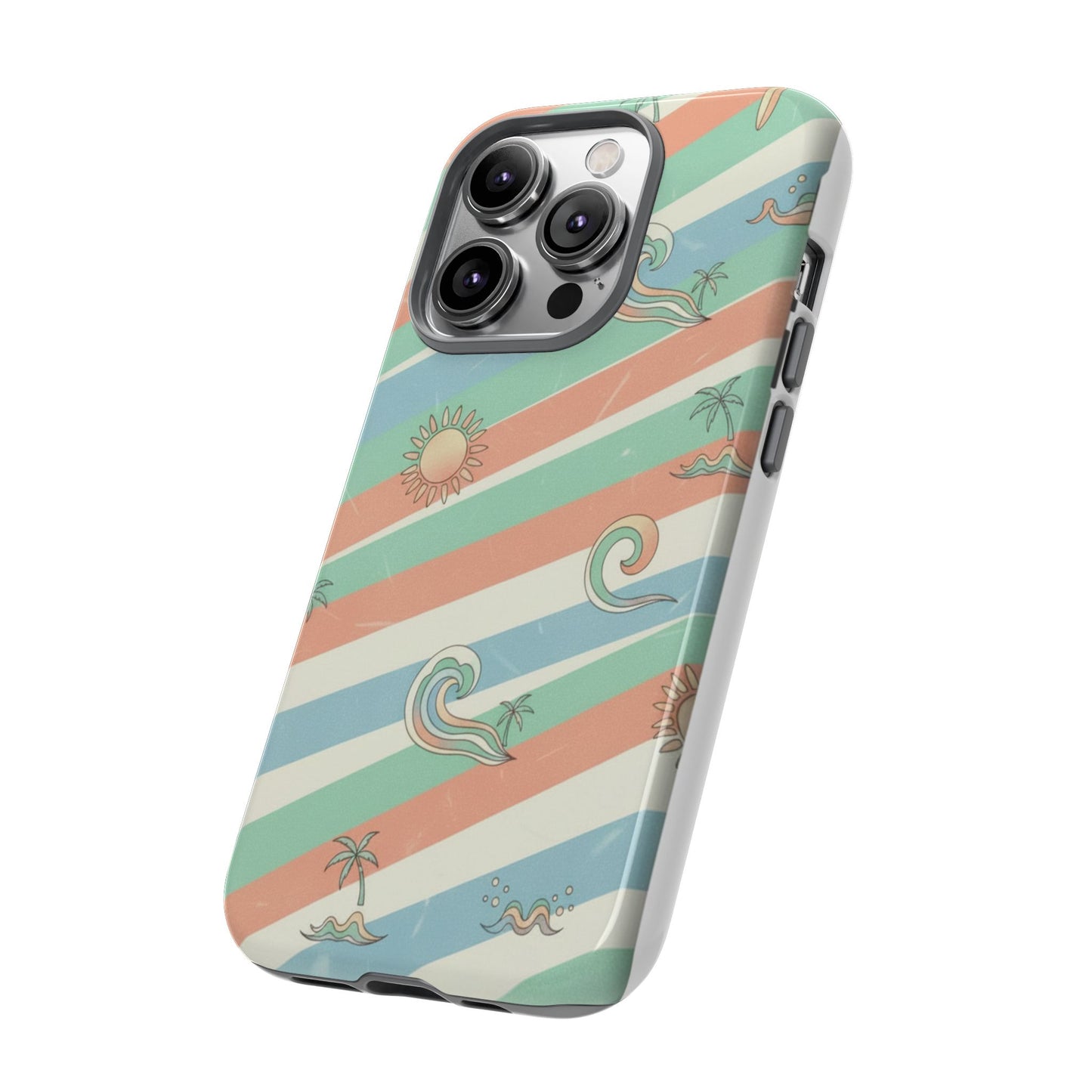 Surf Stripe Tough Phone Case — Retro Beach Waves Pattern