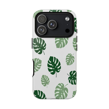 Monstera Leaf Phone Case — Tropical Green Pattern Tough Case