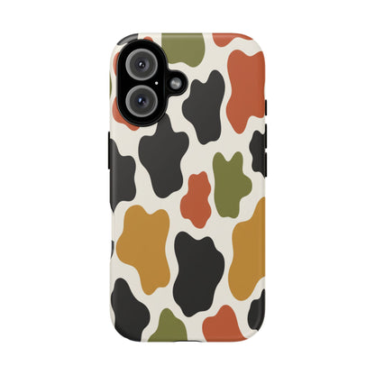 Camouflage Pattern Tough Phone Case – Retro Olive, Rust & Mustard Protective Cover
