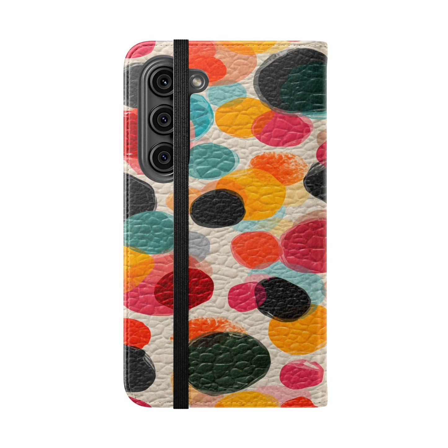 Colorful Confetti Dot Flip Phone Case — Retro Polka Wallet Cover