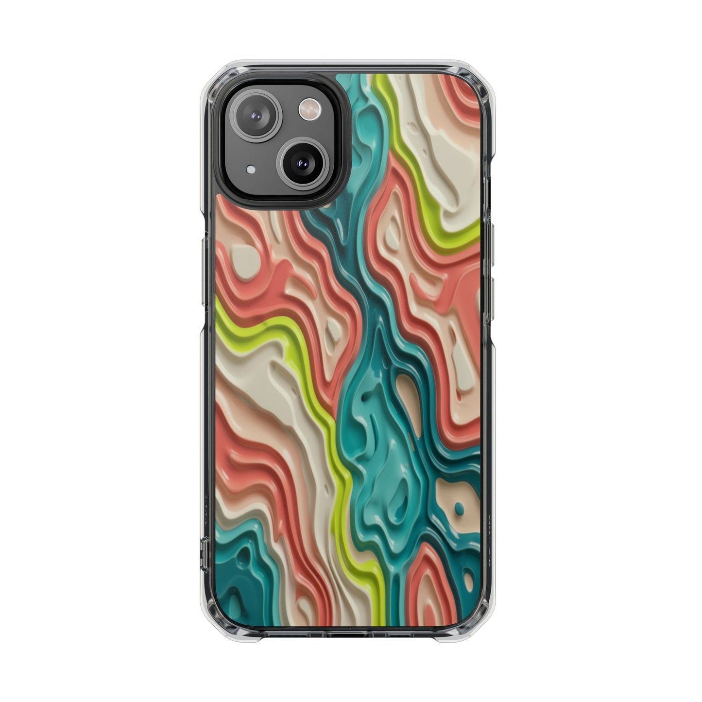 Clear Magnetic Phone Case — Colorful Abstract Layered Swirl Design