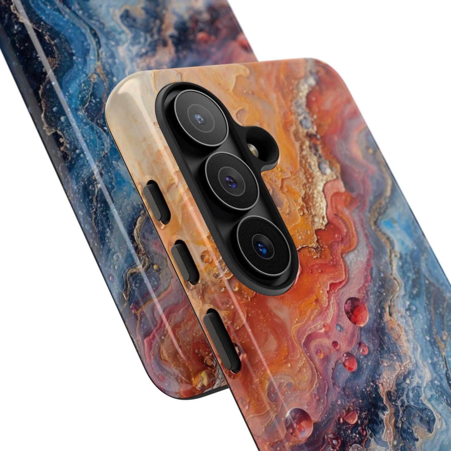 Marbled Galaxy Tough Phone Case — Abstract Blue & Coral Protective Cover