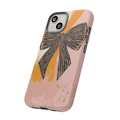Bow Brushstroke Tough Phone Case — Pink & Mustard