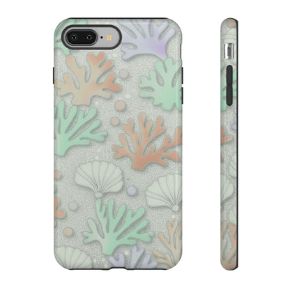 Pastel Coral Reef Tough Phone Case – Sea Shell & Coral Pattern Durable Protector