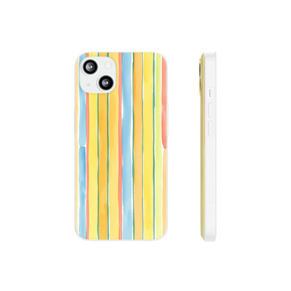 Watercolor Stripe Phone Case — Bright Pastel Vertical Stripes Protective Flexi Case