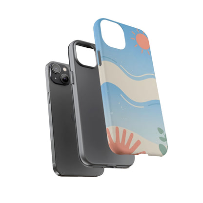 Beach Waves Tough Phone Case — Summer Sun & Seashell Protective Cover