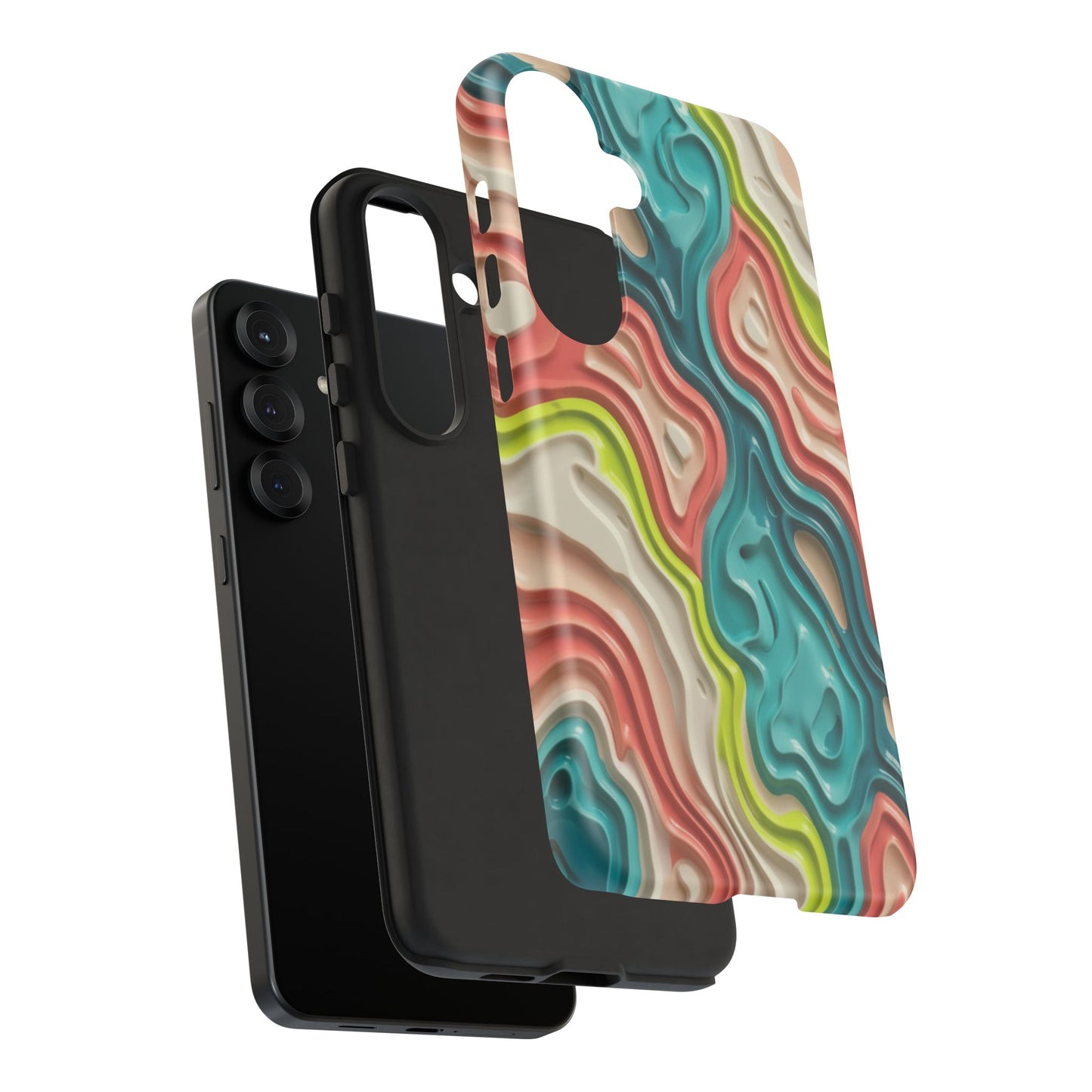 Abstract Contour Phone Case — Colorful Topographic Pattern Tough Case