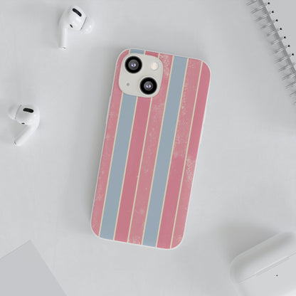 Striped Pink & Blue Phone Case — Retro Pastel Flexi Case