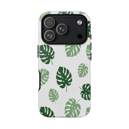 Monstera Leaf Phone Case — Tropical Green Pattern Tough Case