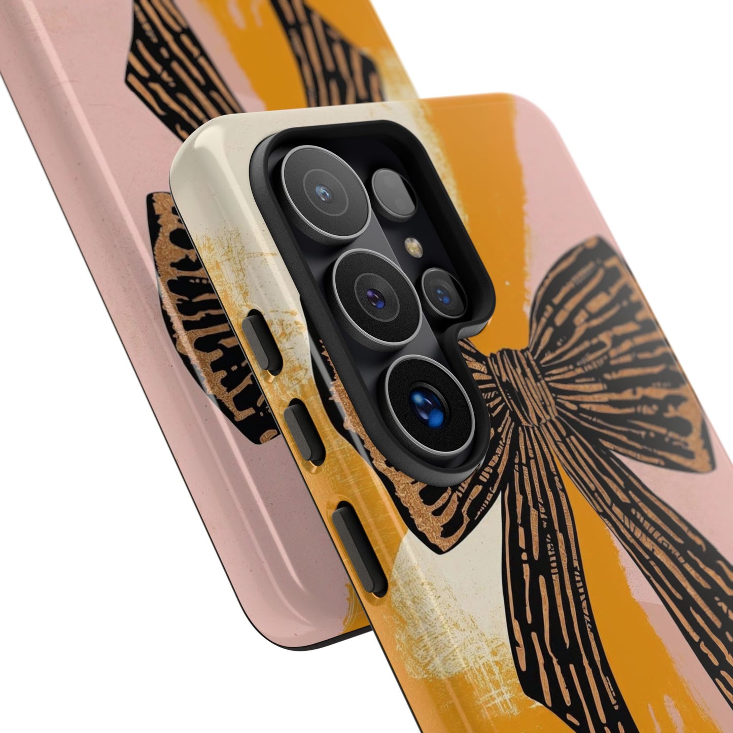 Bow Brushstroke Tough Phone Case — Pink & Mustard