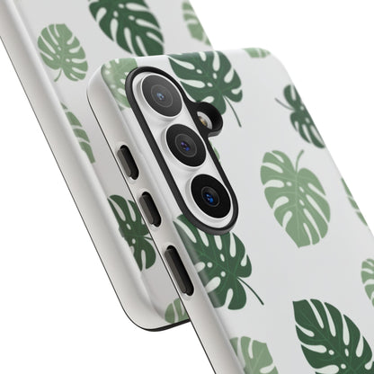 Monstera Leaf Tough Phone Case – Tropical Green Palm Pattern Protective Cover