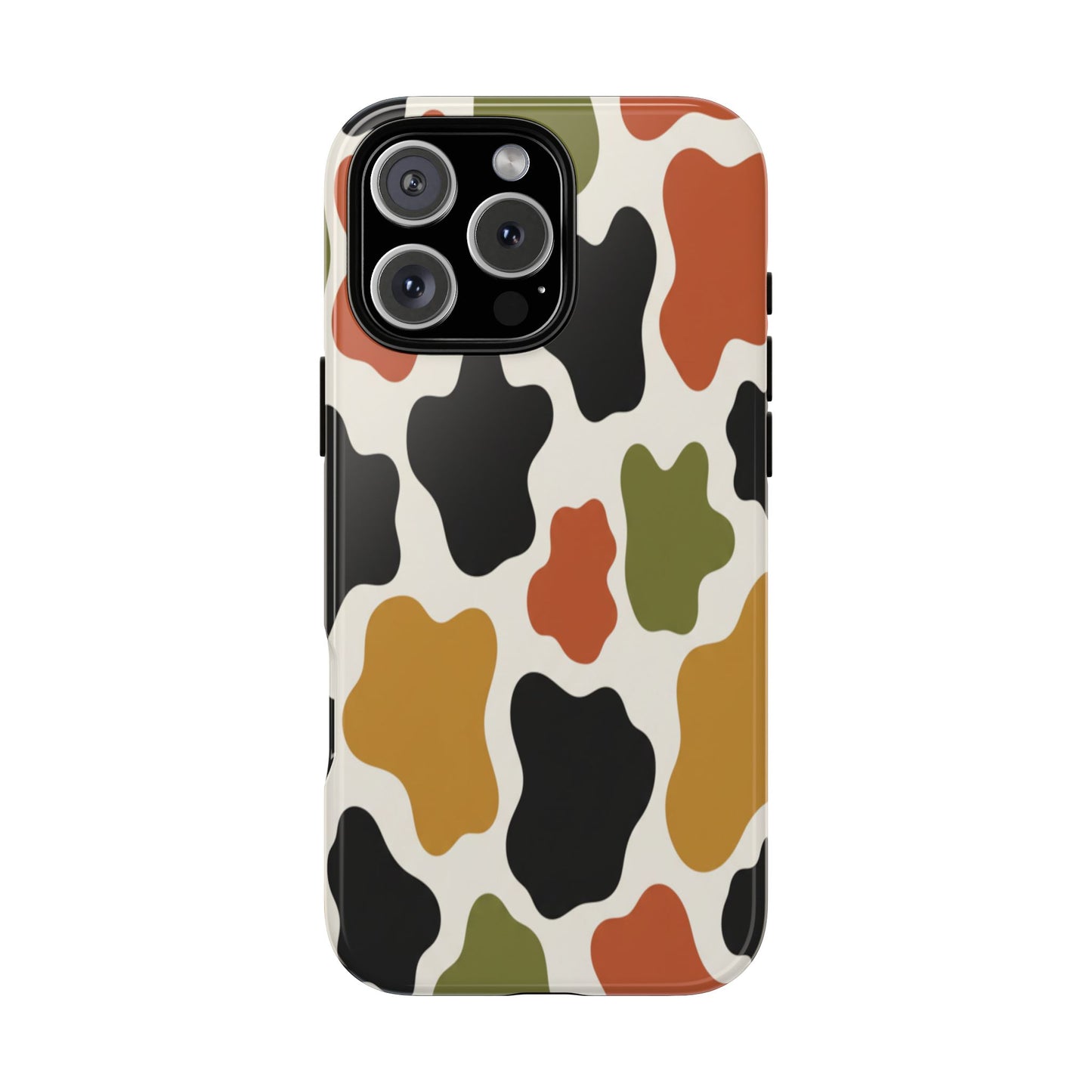 Camouflage Pattern Tough Phone Case – Retro Olive, Rust & Mustard Protective Cover