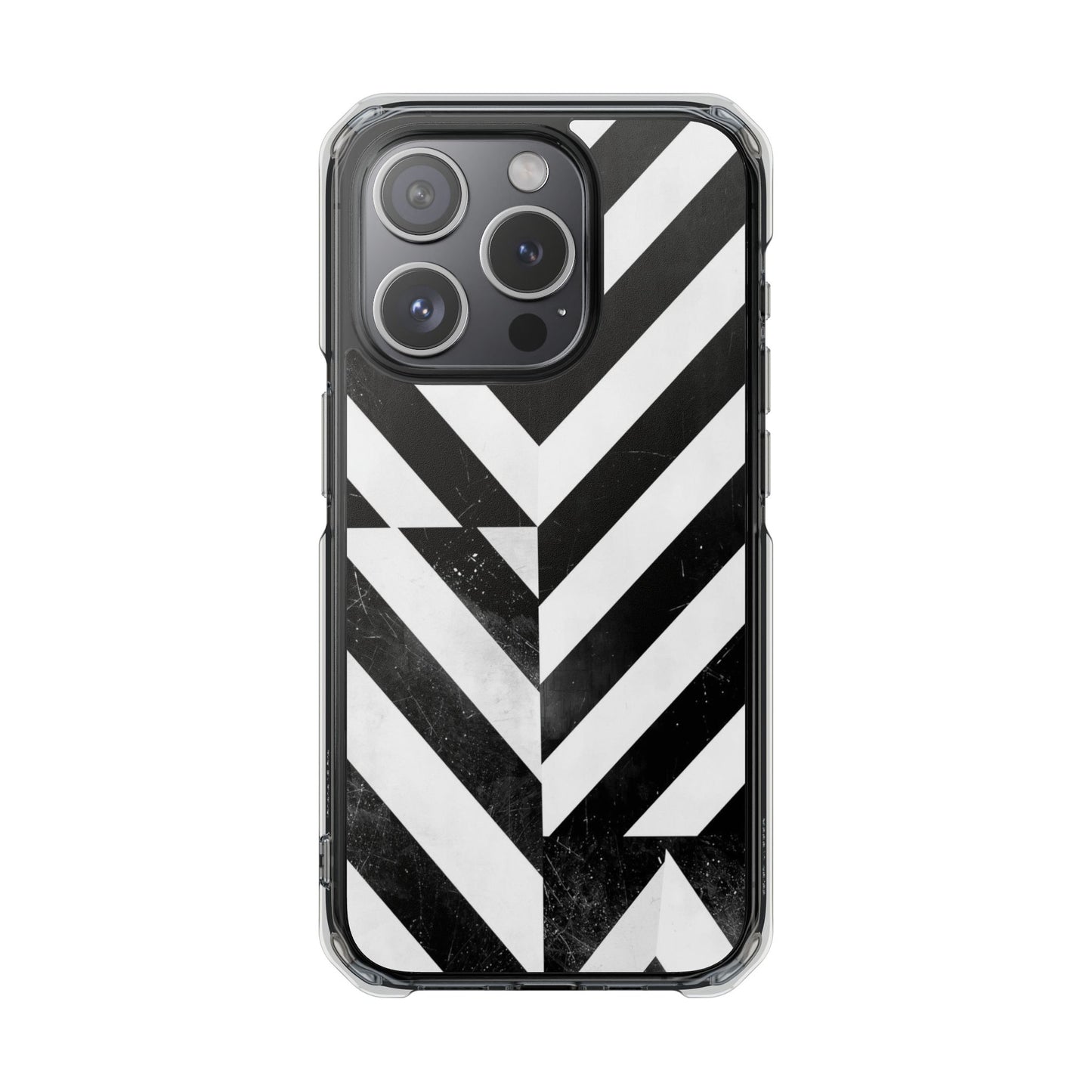 Clear Magnetic Phone Case — Bold Black & White Chevron Impact Design
