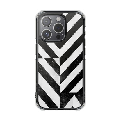 Clear Magnetic Phone Case — Bold Black & White Chevron Impact Design