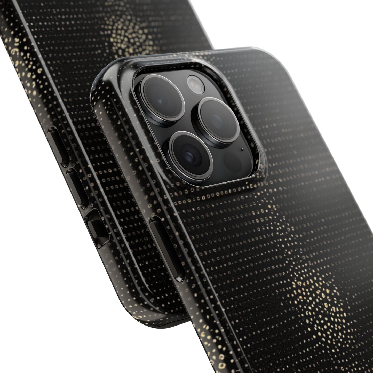 Tough Phone Case — Black Textured Metallic Dot Shield
