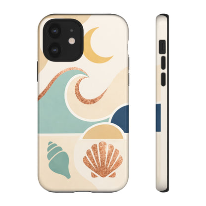 Sea Breeze Tough Phone Case — Retro Waves & Shells Design