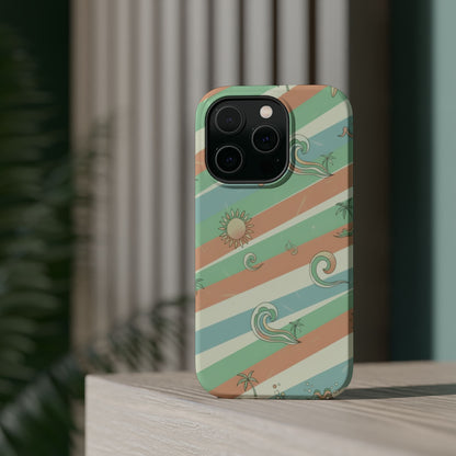 Magnetic Impact-Resistant Phone Case — Retro Surf Stripes
