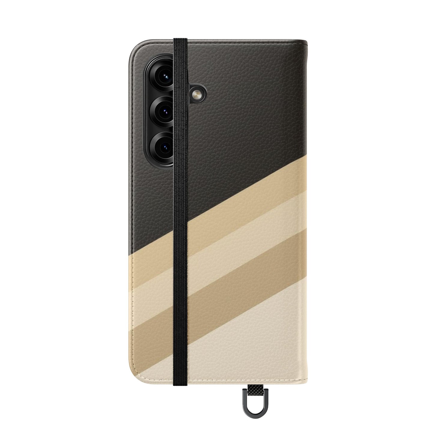 Retro Neutral Stripe Flip Phone Case — Wallet Folio with Card Slots