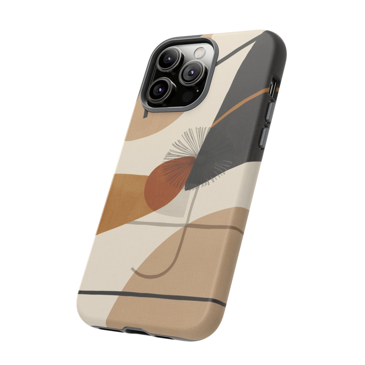 Abstract Earth Tone Phone Case — Mid-Century Minimalist Tough Case