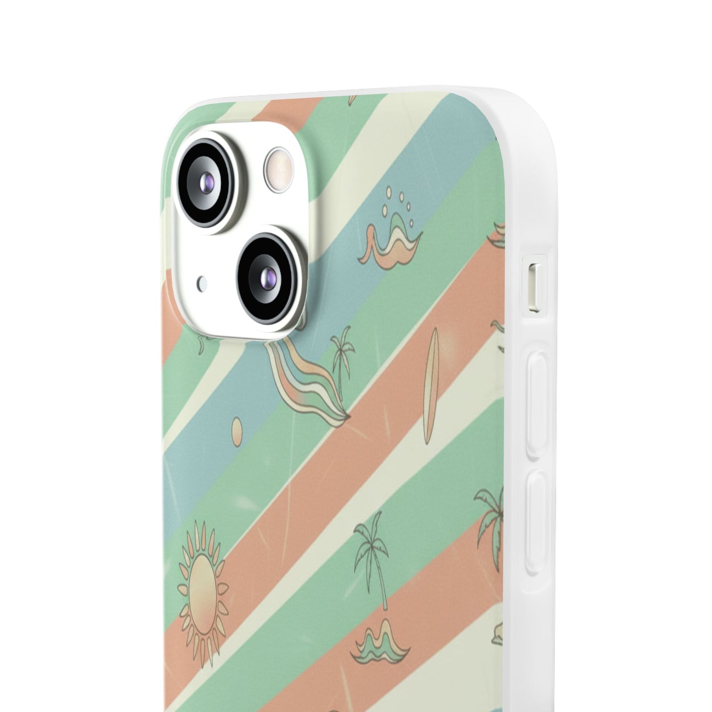 Beach Vibes Phone Case — Retro Pastel Surf & Palm Protective Flexi Case