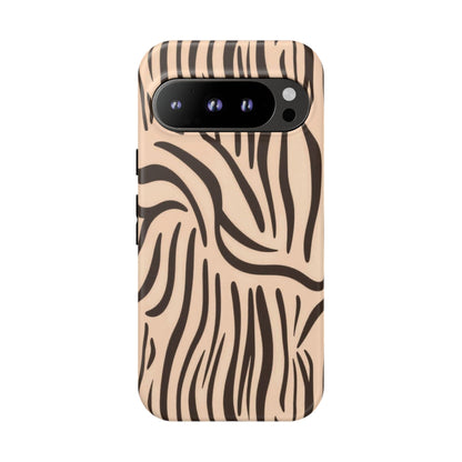 Zebra Stripe Tough Phone Case – Neutral Animal Print Protective Cover