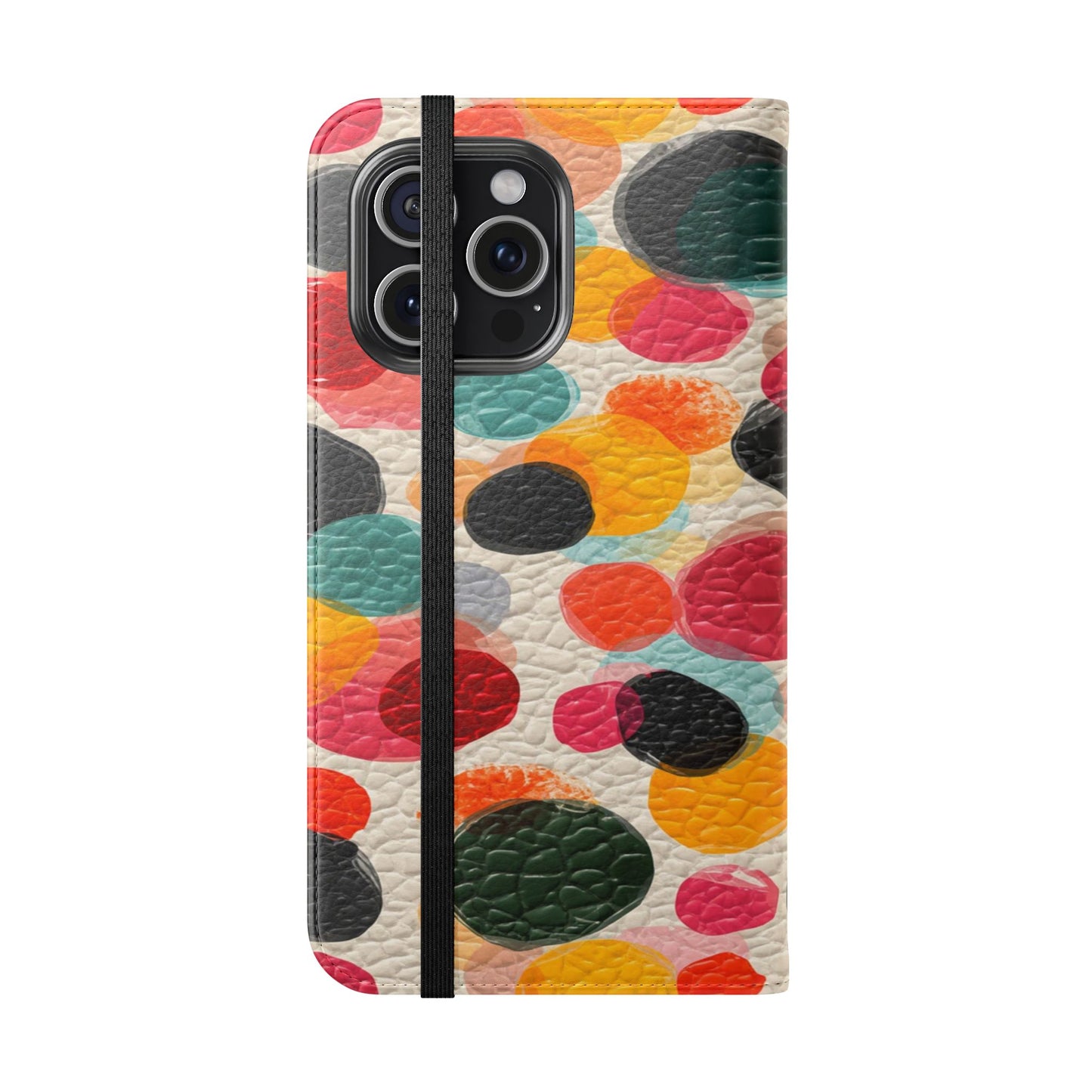 Colorful Confetti Dot Flip Phone Case — Retro Polka Wallet Cover