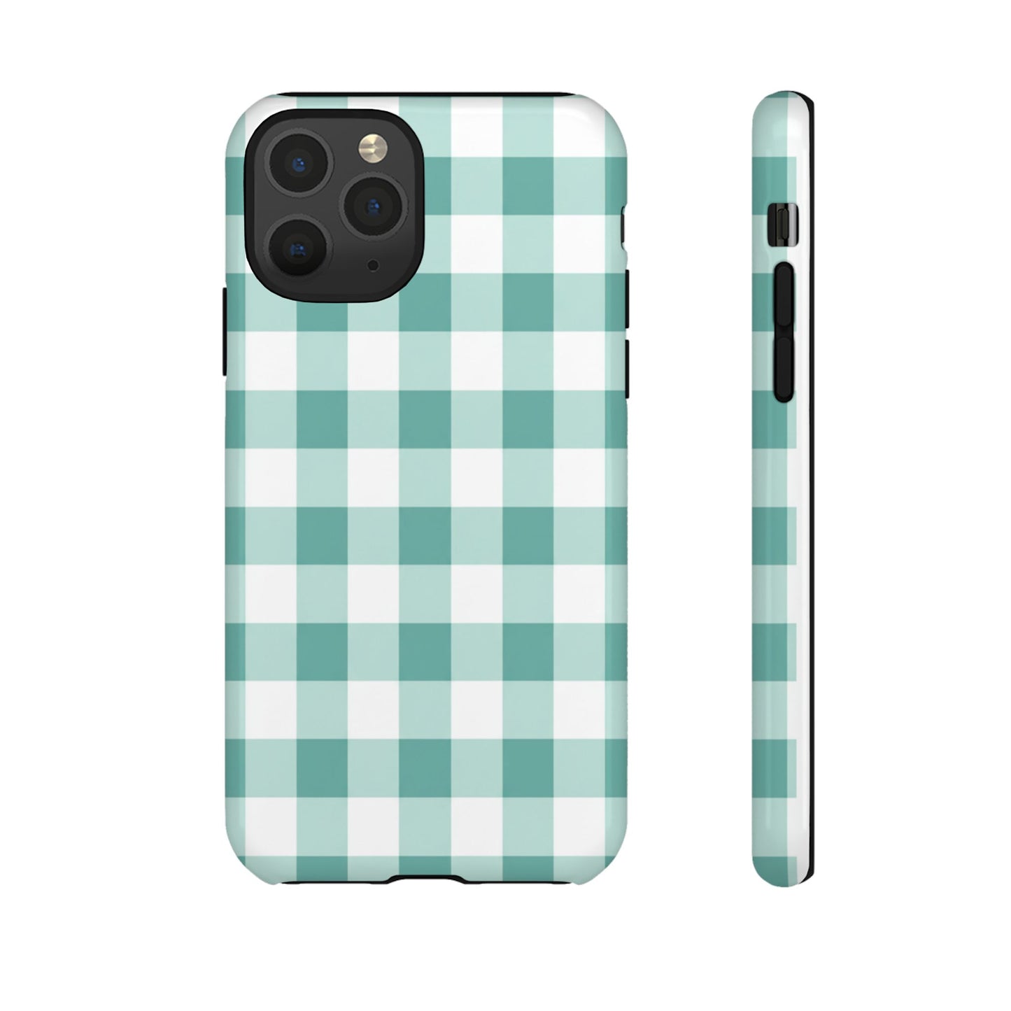 Mint Green Buffalo Check Tough Phone Case — Durable Plaid Protective Cover