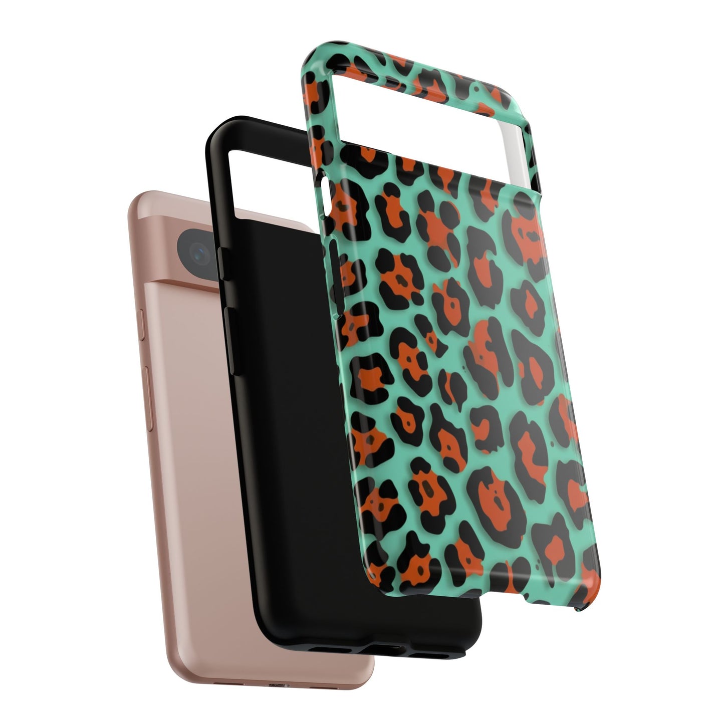 Teal & Rust Leopard Phone Case — Tough Protective Animal Print