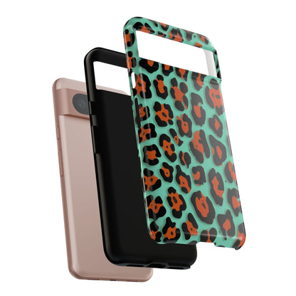 Teal & Rust Leopard Phone Case — Tough Protective Animal Print