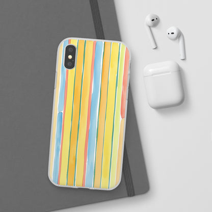 Watercolor Stripe Phone Case — Bright Pastel Vertical Stripes Protective Flexi Case