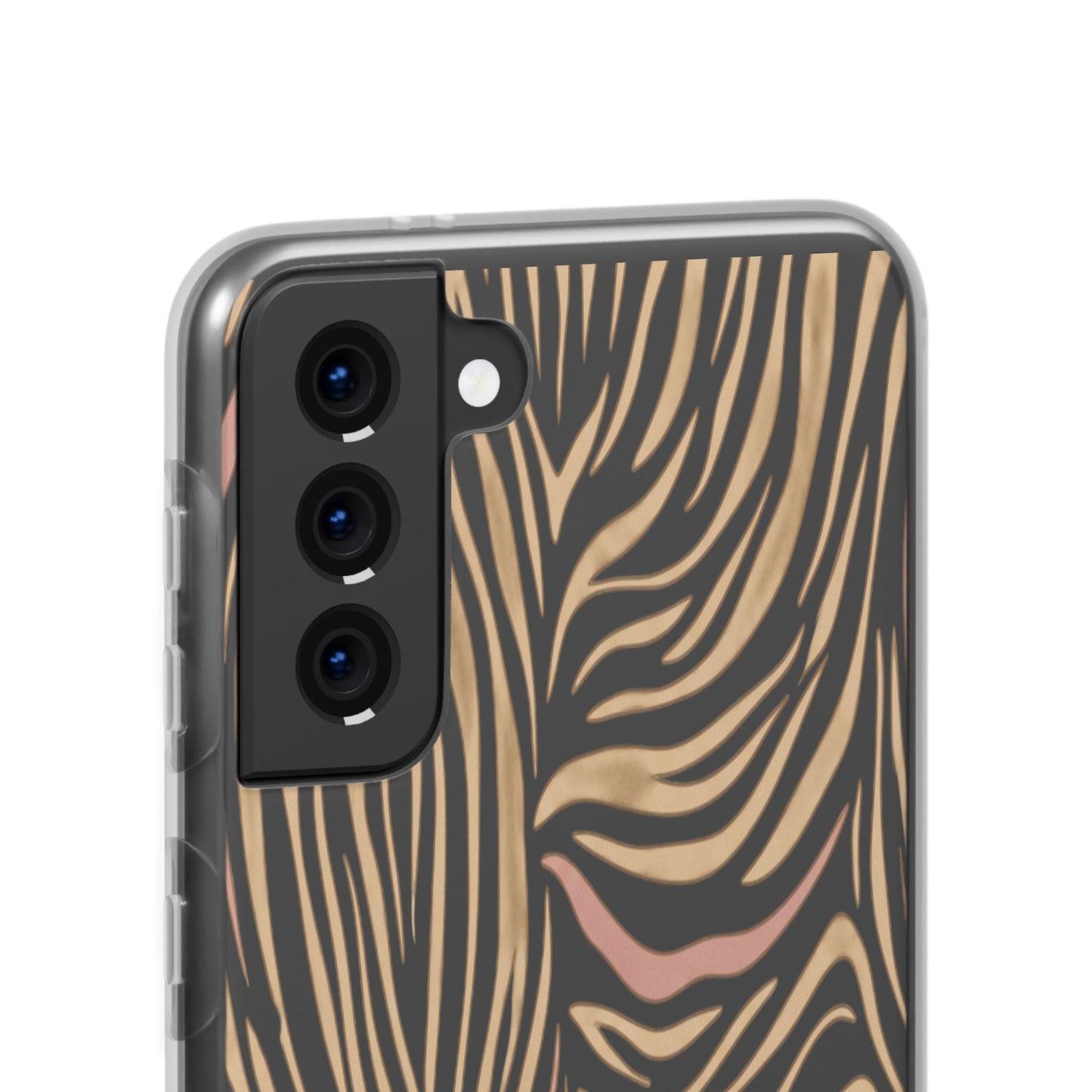 Neutral Zebra Print Flexi Case — Beige & Rose Gold Animal Pattern Phone Cover