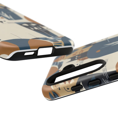 Cat Pattern Phone Case – Retro Abstract Cats Protective iPhone Cover