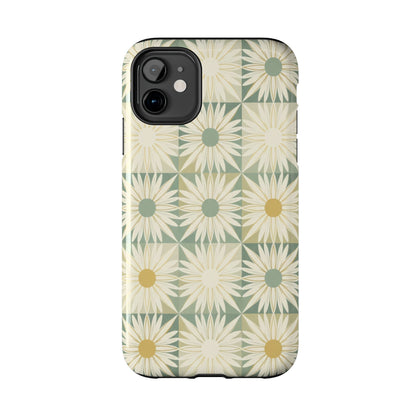 Retro Daisy Tough Phone Case — Vintage Floral Protective Cover for iPhone