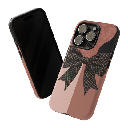 Bow Stripe Tough Phone Case – Pink Mauve Protective Cover