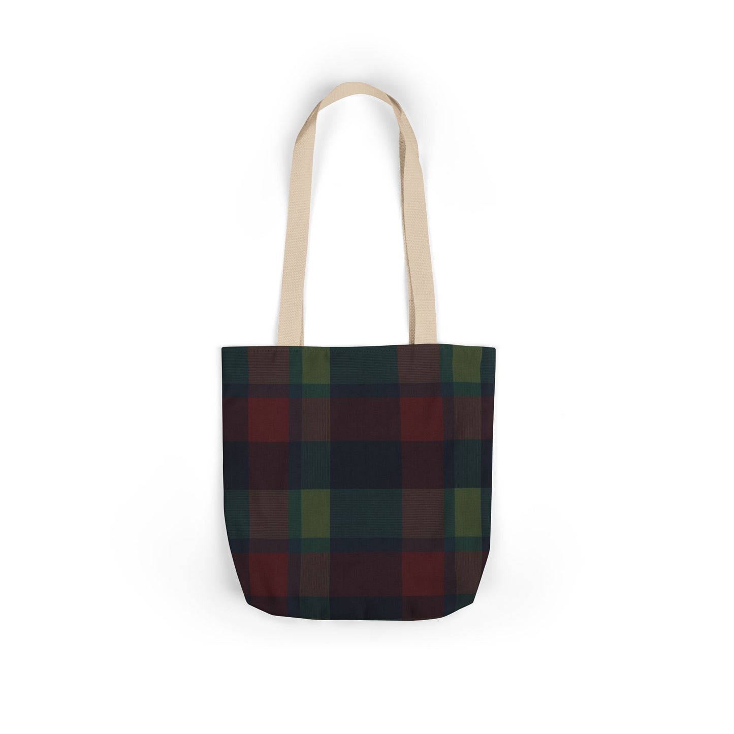 Plaid Canvas Tote Bag — Dark Autumn Tartan Market Tote