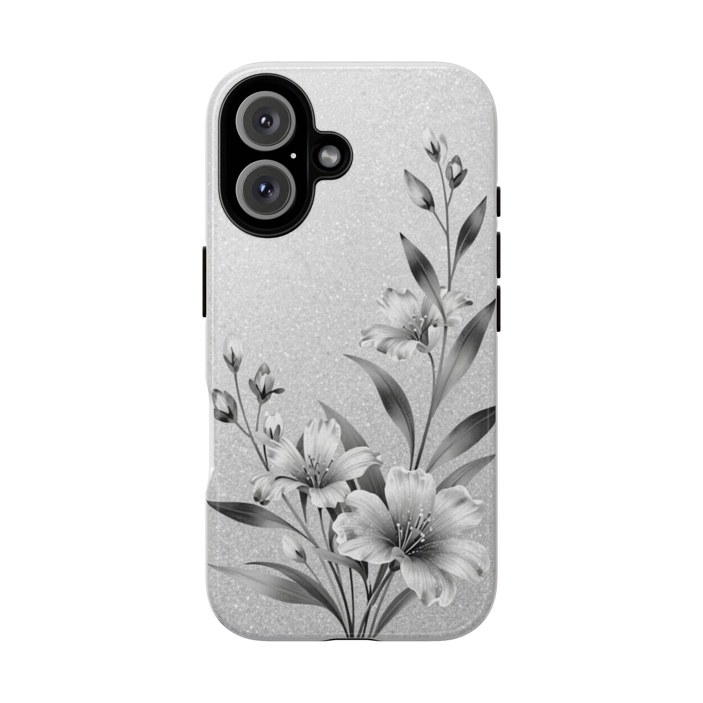 Floral Monochrome Phone Case — Elegant Black & White Lily Design
