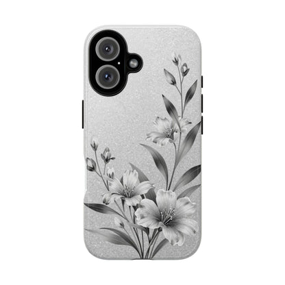 Floral Monochrome Phone Case — Elegant Black & White Lily Design