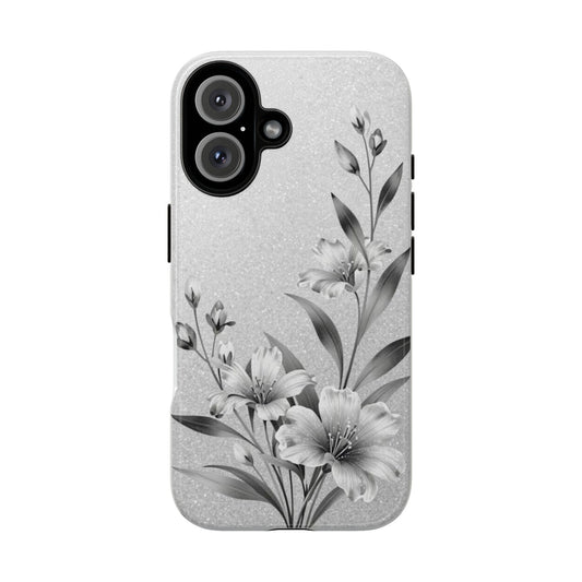 Floral Monochrome Phone Case — Elegant Black & White Lily Design