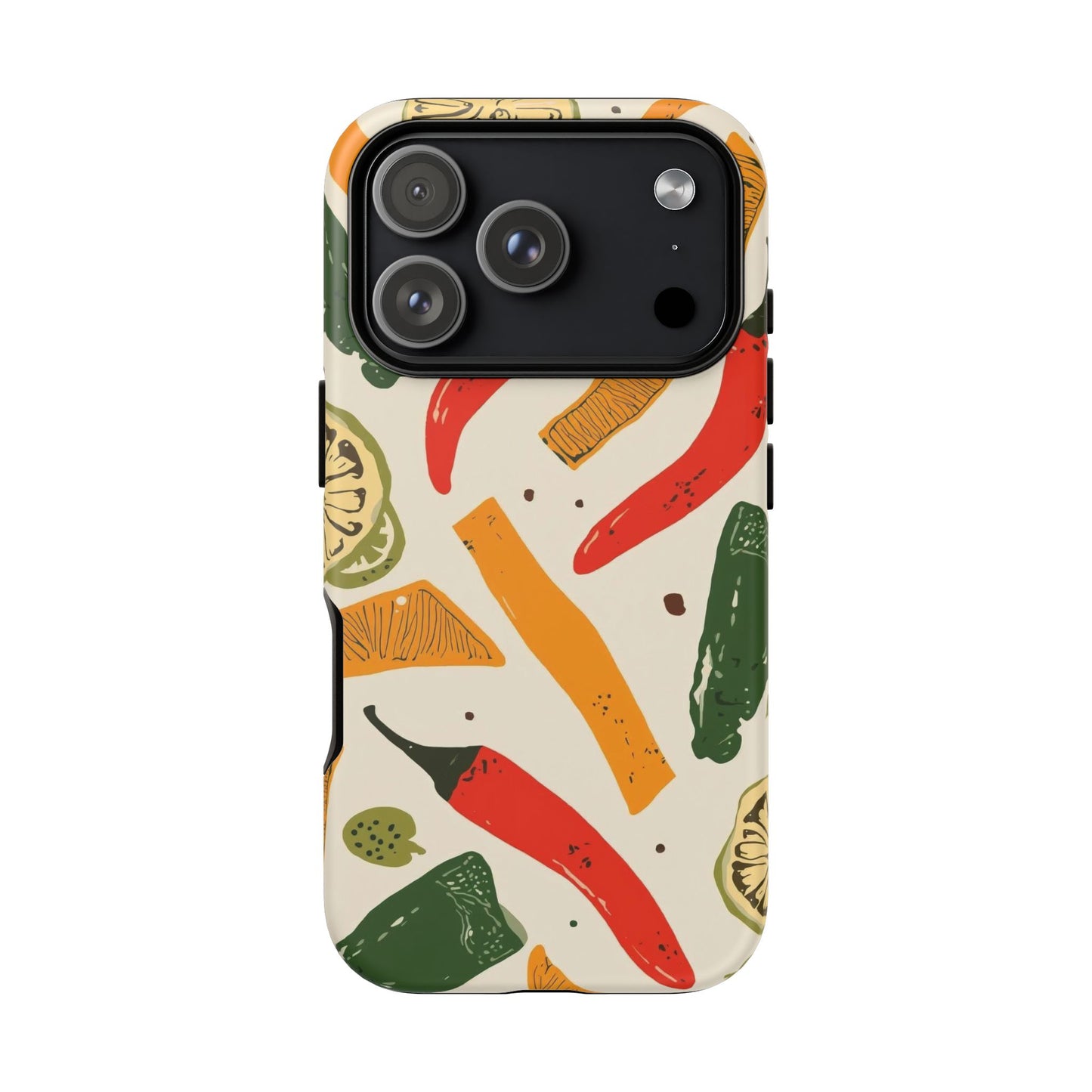 Spicy Peppers Phone Case – Colorful Chili, Lime & Citrus Pattern