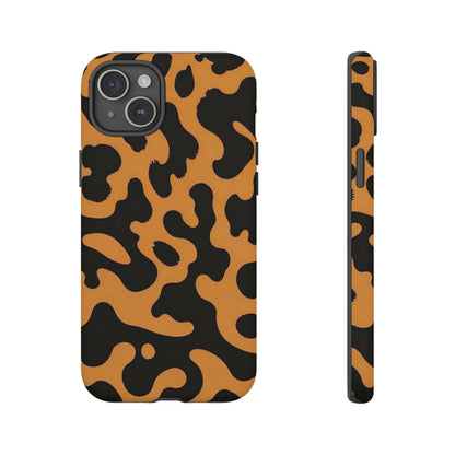 Leopard Print Phone Case — Orange & Black Tough Pattern Protective Cover