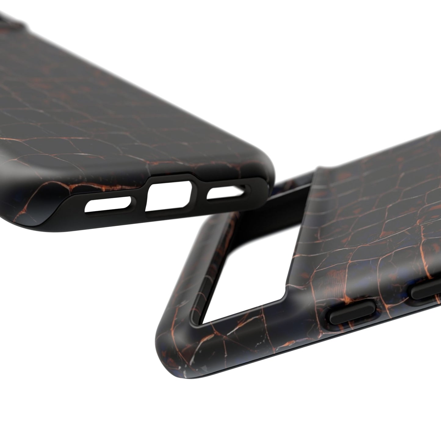 Croc-Embossed Tough Phone Case — Shockproof Black Alligator Texture