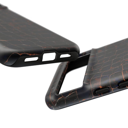 Croc-Embossed Tough Phone Case — Shockproof Black Alligator Texture