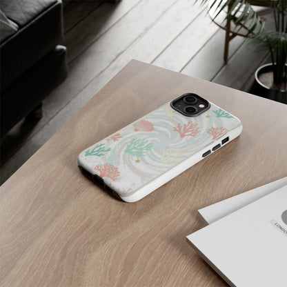 Seafoam Coral Tough Phone Case - Pastel Ocean Wave Design