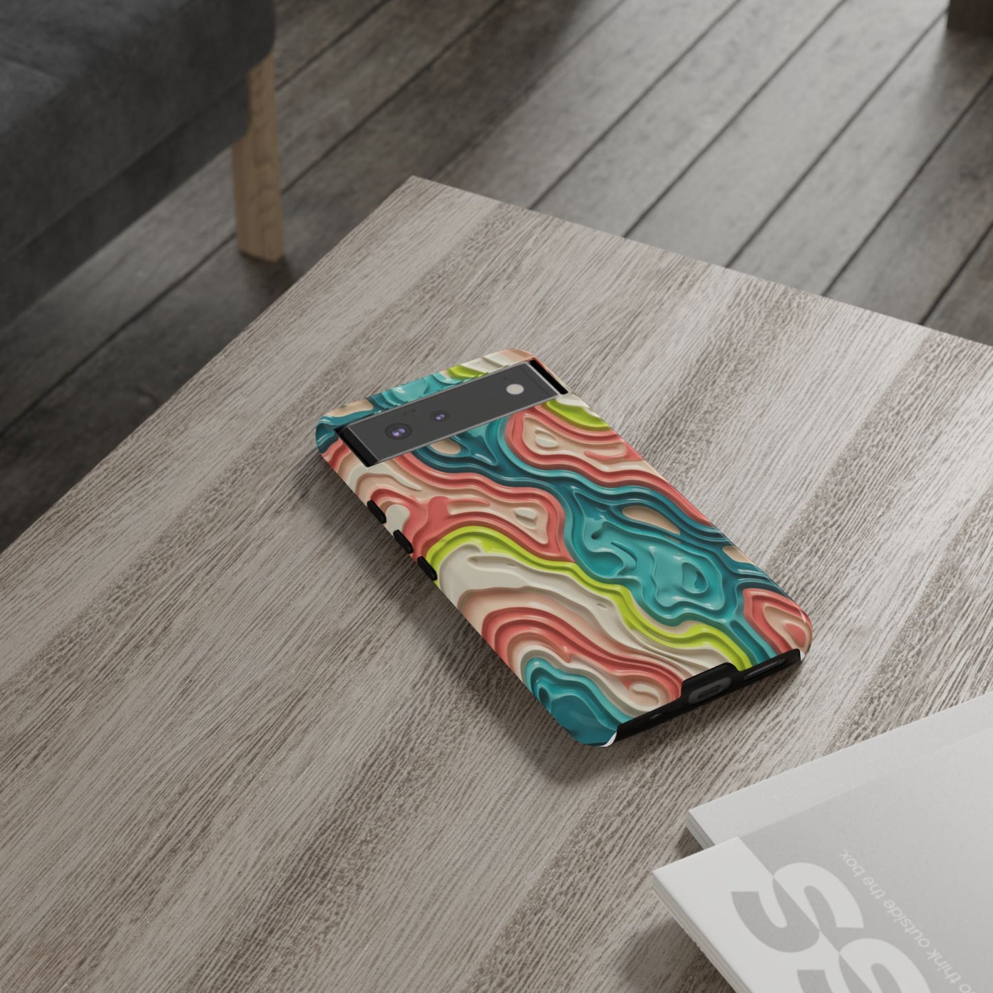 Abstract Contour Phone Case — Colorful Topographic Pattern Tough Case