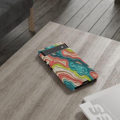 Abstract Contour Phone Case — Colorful Topographic Pattern Tough Case