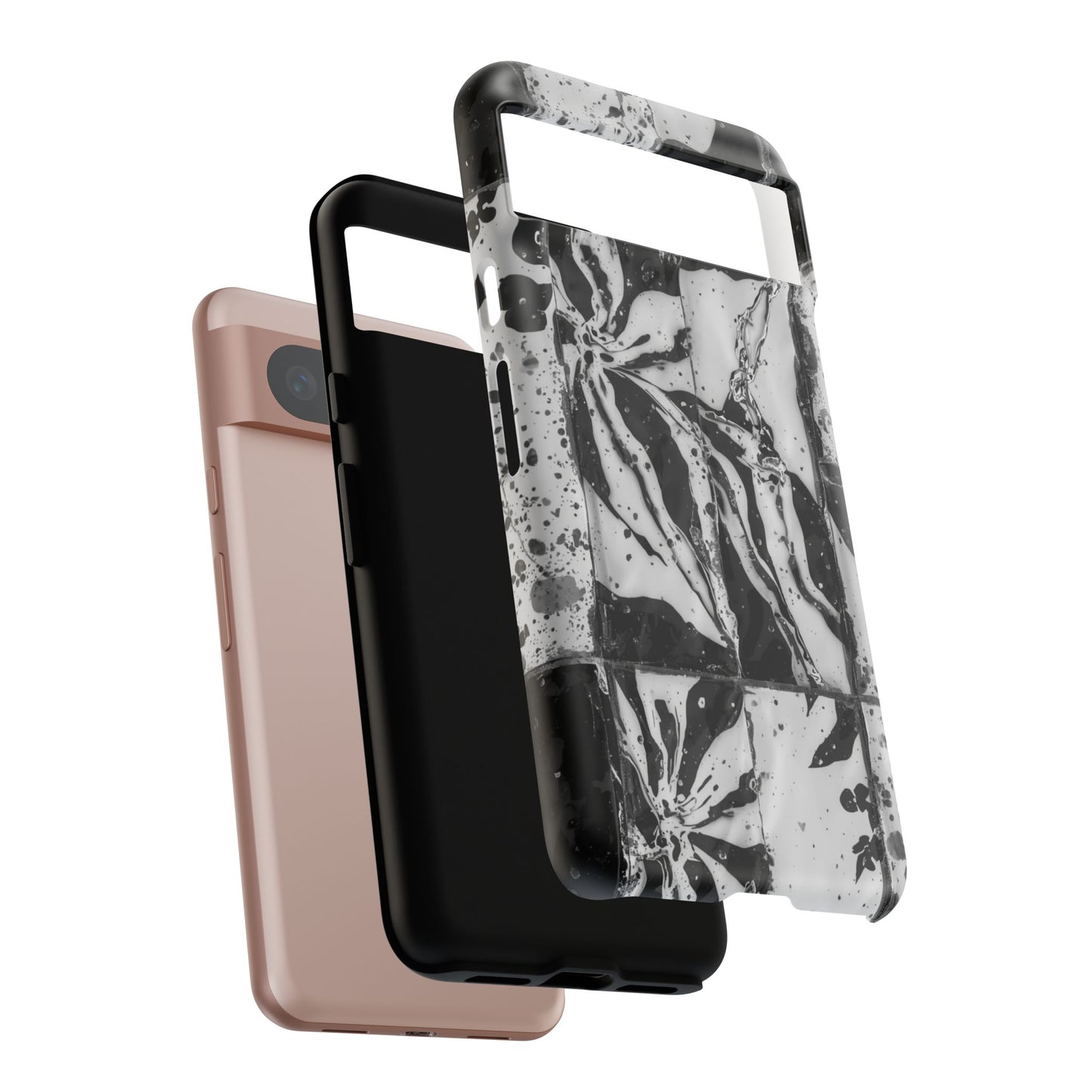 Monochrome Tile Floral Tough Phone Case